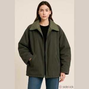 Go Silk Reversible Army Green Quilted Bomber Jacket With Pockets SIZE 3 XXL